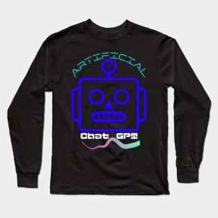 Chat GPT Artificial , Blue Robot Long Sleeve T-Shirt